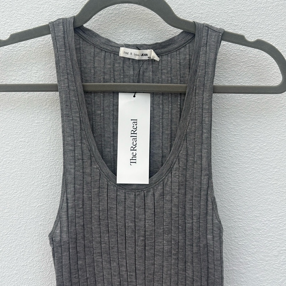 rag & bone Gray Ribbed Midi Dress
